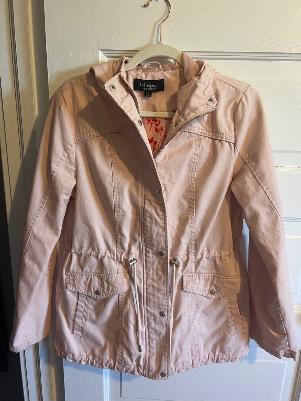 CoffeeShop Light Pink Hooded Utility Jacket